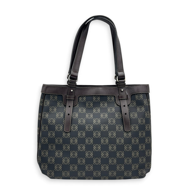 Anagram Tote Bag Black in Coated Canvas, Silver hardware