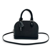 Alma BB Black Top Handle Bag in Epi Leather, Silver hardware
