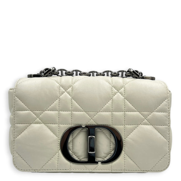 Caro Shoulder Bag Small Latte in Lambskin, Gunmetal hardware