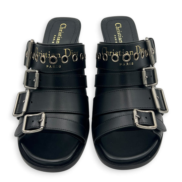 Heels Sandals 37 Black in Calfskin, Gunmetal hardware