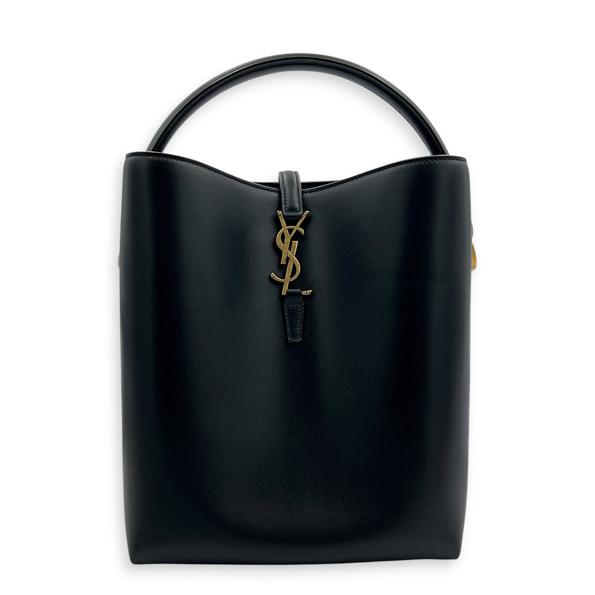 Le 37 Medium Noir Top Handle Bag in Calfskin, Gold hardware