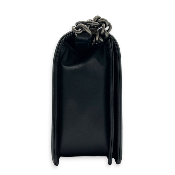 Boy Shoulder Bag Black in Calfskin, Ruthenium hardware