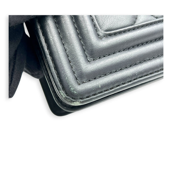 Boy Shoulder Bag Black in Calfskin, Ruthenium hardware