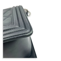 Boy Shoulder Bag Black in Calfskin, Ruthenium hardware