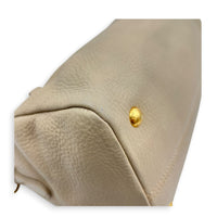 Logo Top Handle Bag Beige in Calfskin, Gold hardware