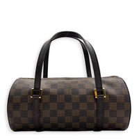 Papillon Top Handle Bag Brown in Coated Canvas, Gold hardware