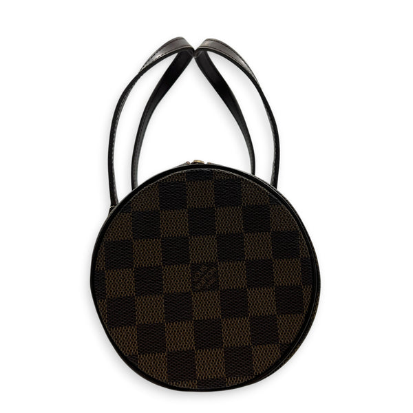 Papillon Top Handle Bag Brown in Coated Canvas, Gold hardware