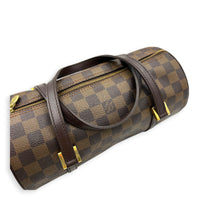 Papillon Top Handle Bag Brown in Coated Canvas, Gold hardware