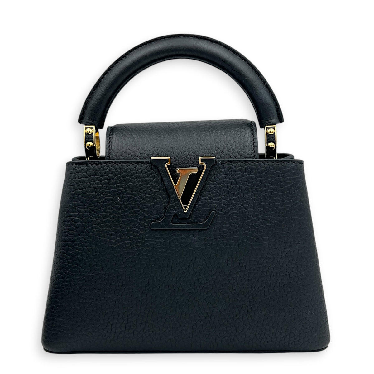 Capucines Top Handle Bag Mini Black in Taurillon Leather
