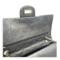 2.55 Shoulder Bag Grey in Distressed Leather, Ruthenium hardware