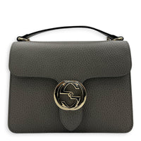 Interlocking G Shoulder Bag Grey in Calfskin, Gold hardware