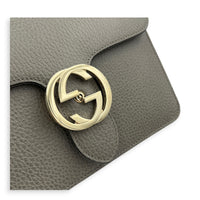 Interlocking G Shoulder Bag Grey in Calfskin, Gold hardware