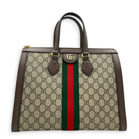 Ophidia Tote Bag Large Beige Ebony, Gold hardware