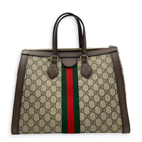 Ophidia Tote Bag Large Beige Ebony, Gold hardware