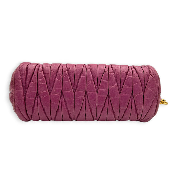 Matelassé Pink Shoulder Bag in Calfskin, Gold hardware