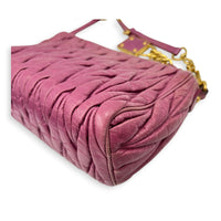 Matelassé Pink Shoulder Bag in Calfskin, Gold hardware