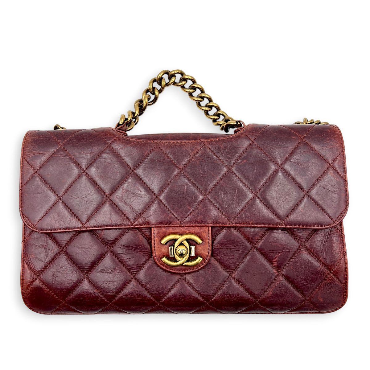 Perfect Edge Shoulder Bag Red in Calfskin, Gold hardware