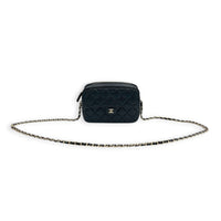 25C Camera Black Crossbody Bag in Caviar Leather, Gold hardware