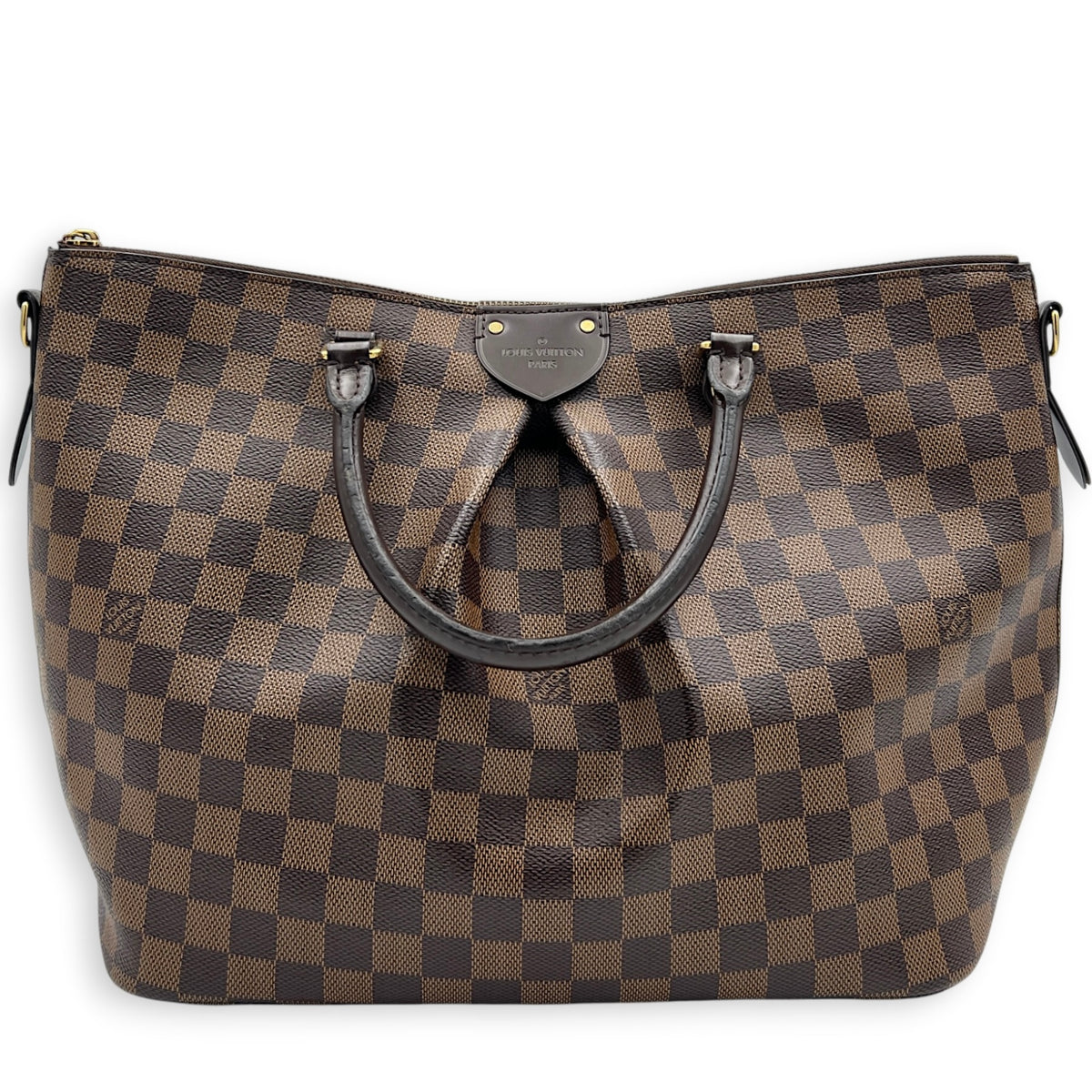 Siena GM Brown Top Handle Bag in Coated Canvas, Gold hardware