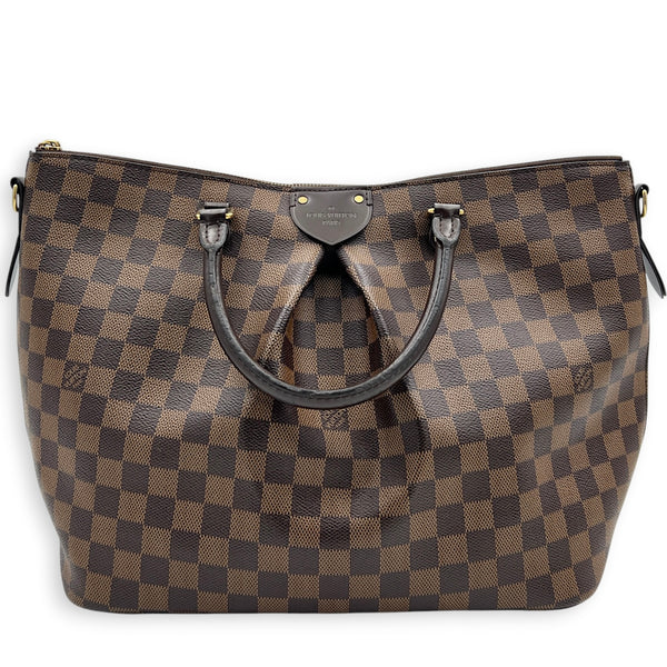 Siena GM Brown Top Handle Bag in Coated Canvas, Gold hardware
