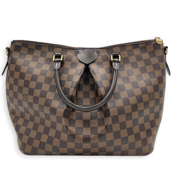 Siena GM Brown Top Handle Bag in Coated Canvas, Gold hardware