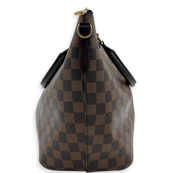 Siena GM Brown Top Handle Bag in Coated Canvas, Gold hardware