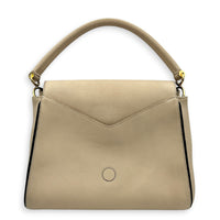 Double V Top Handle Bag White in Calfskin/ Coated Canvas, Gold hardware