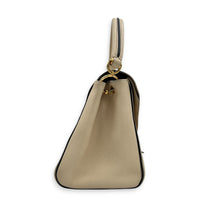 Double V Top Handle Bag White in Calfskin/ Coated Canvas, Gold hardware