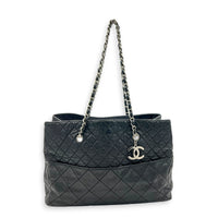 In The Business Black Tote Bag in Calfskin, Silver hardware