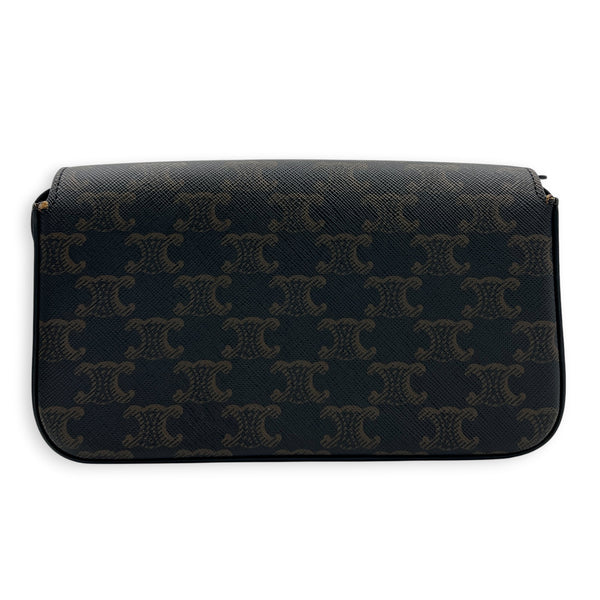Triomphe Shoulder Bag Brown in Coated Canvas, Gold hardware