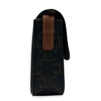 Triomphe Shoulder Bag Brown in Coated Canvas, Gold hardware