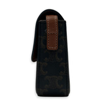 Triomphe Shoulder Bag Brown in Coated Canvas, Gold hardware