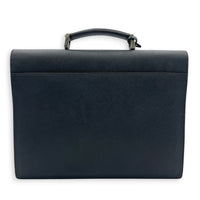 Briefcase Black Briefcase in Saffiano Leather, Silver hardware