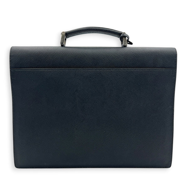 Briefcase Black Briefcase in Saffiano Leather, Silver hardware