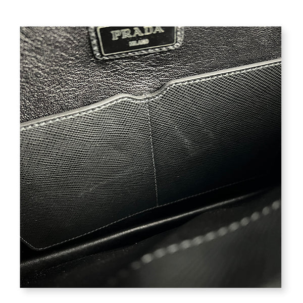 Briefcase Black Briefcase in Saffiano Leather, Silver hardware