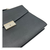 Briefcase Black Briefcase in Saffiano Leather, Silver hardware