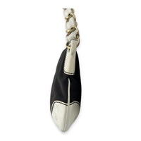 Olsen CC Chain Black Shoulder Bag in Canvas, Gold hardware