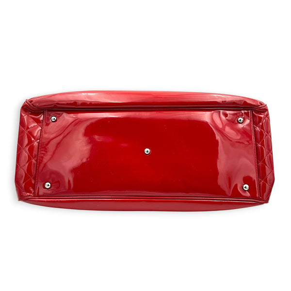 Lipstick Tote Red Tote Bag in Patent Leather, Silver hardware