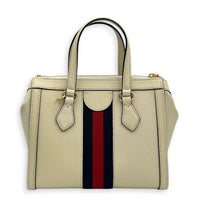 Ophidia Top Handle Bag Small White Ivory in Calfskin, Gold hardware
