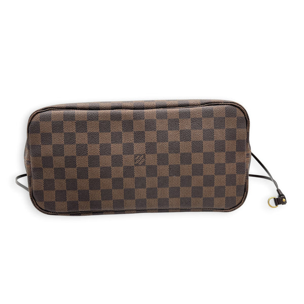 Neverfull MM Damier Ebene Tote Bag in Coated Canvas, Gold hardware