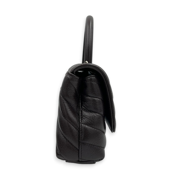 Coco East West Maci Brown Top Handle Bag in Calfskin, Gold hardware