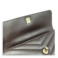 Coco East West Maci Brown Top Handle Bag in Calfskin, Gold hardware