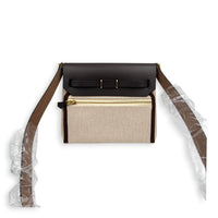 Herbag Mini Beige Shoulder Bag in Canvas, Gold hardware