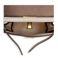 Herbag Mini Beige Shoulder Bag in Canvas, Gold hardware