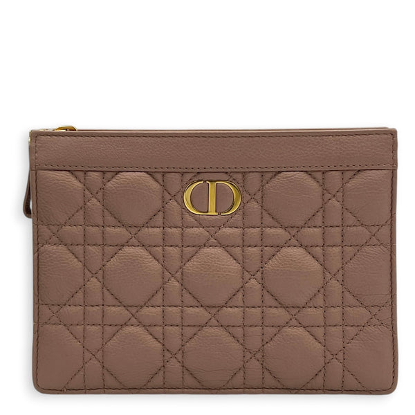 Caro Wallet On Chain Pink in Calfskin, Gold hardware