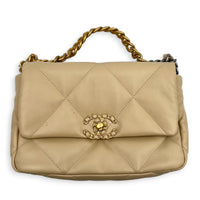 C19 Shoulder Bag Small Beige in Lambskin, Mixed hardware