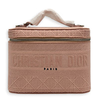 Diortravel Pink Vanity Bag in Canvas, Silver hardware