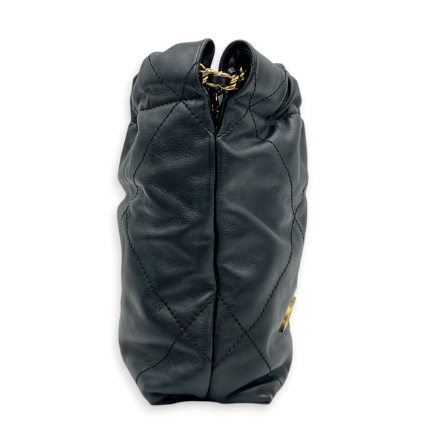 22 Tote Shoulder Bag Mini Black in Calfskin, Gold hardware