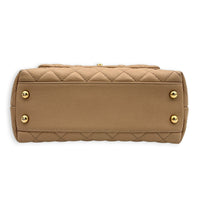 Coco Top Handle Bag Dark Beige in Caviar Leather, Gold hardware