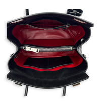 2 Way Turnlock Top Handle Bag Black in Saffiano Leather, Silver hardware